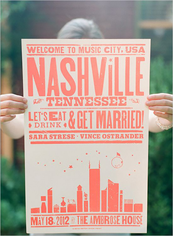 A wedding poster is a novel idea for a lovely wedding detail. 