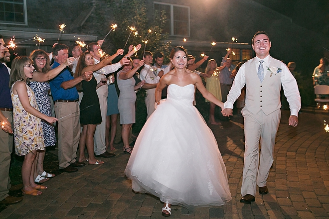 Leaving the wedding in a sparkler exit as Mr. and Mrs!
