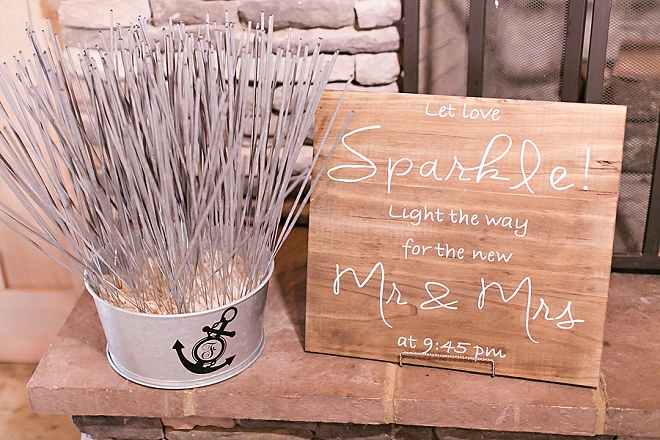 Super cute sparkler sign and holder for the exit!