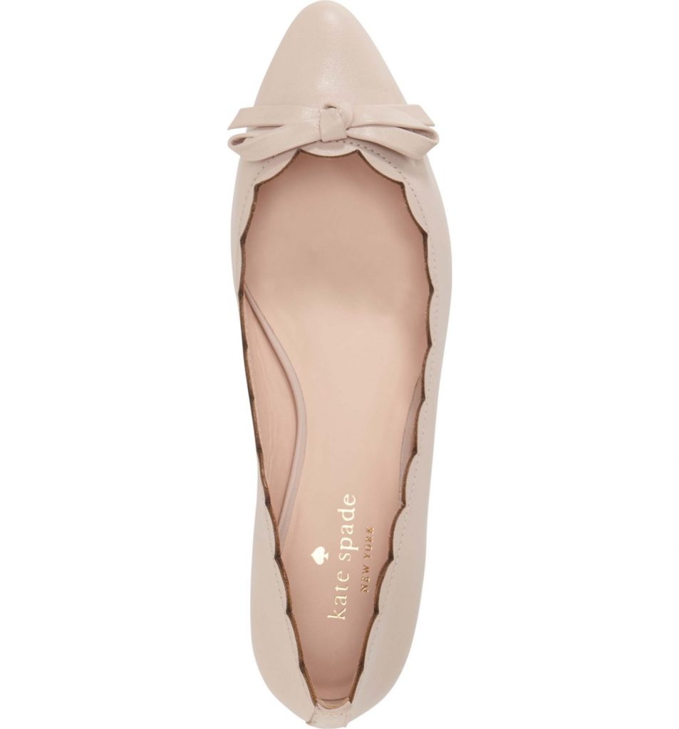 The perfect pink wedding flat: Kate Spade Eleni pointy toe ballet flats.