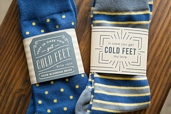 Free printable in case you get cold feet sock labels for a cute groom gift!