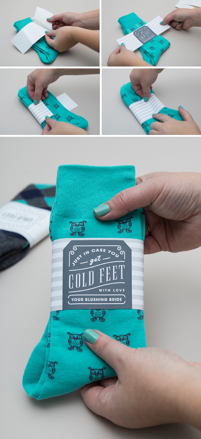 Free printable in case you get cold feet sock labels for a cute groom gift!
