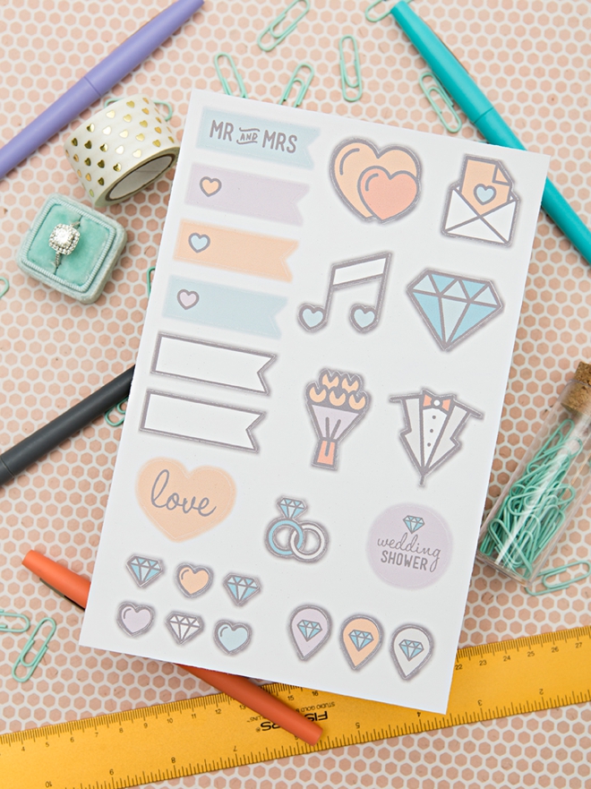 How adorable are these DIY wedding planning stickers!?