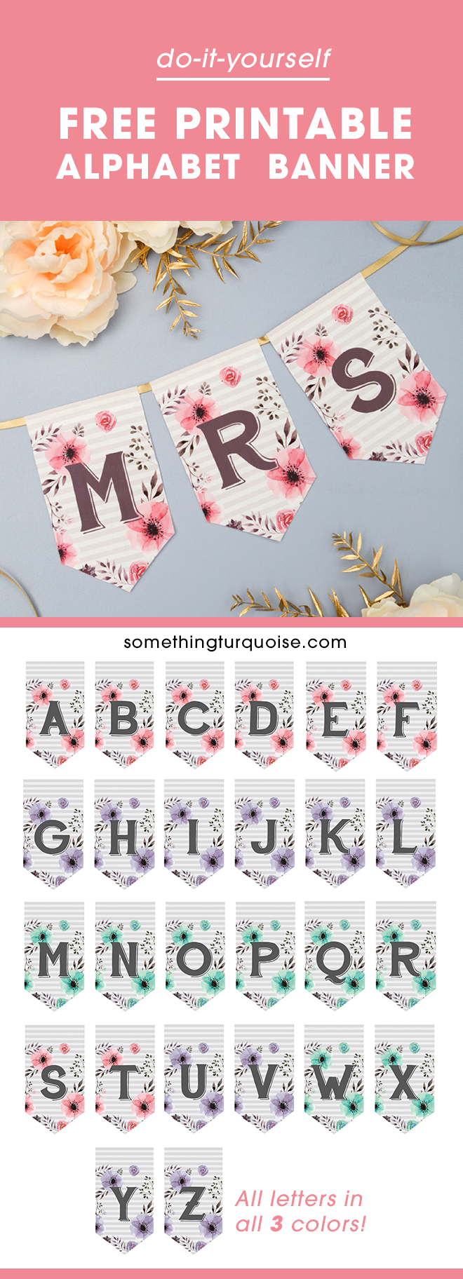 This adorable alphabet banner is free to print and the design was ironed onto fabric!