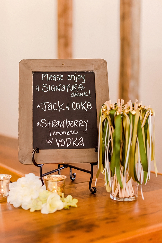 Check out this couple's bar and cute signage!