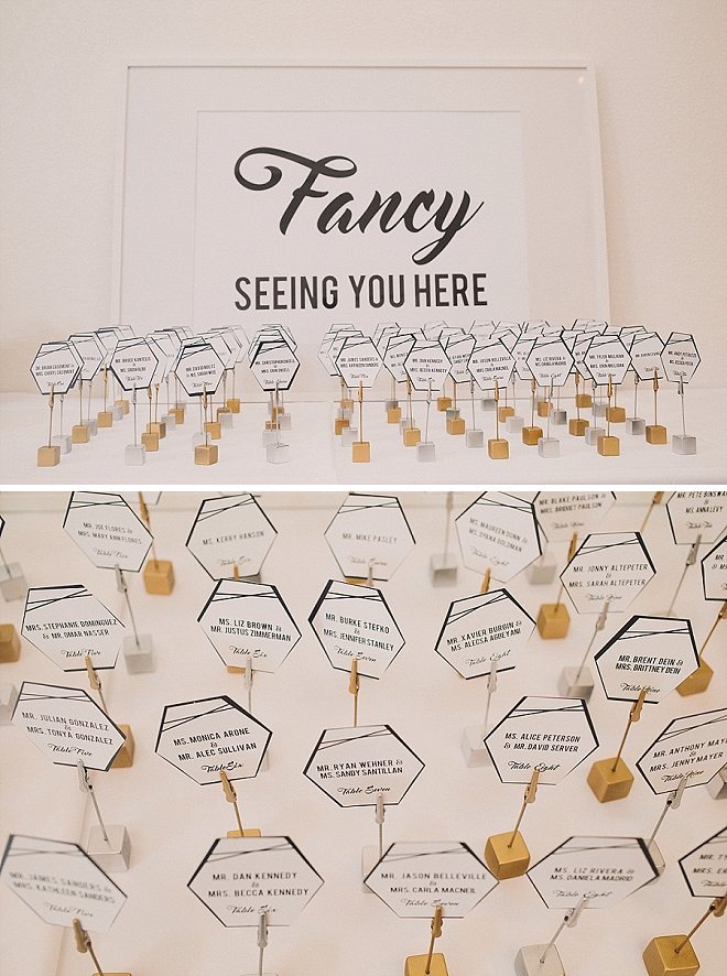 The Bride crafted SO much cute and modern wedding signage along with these cute escort cards!