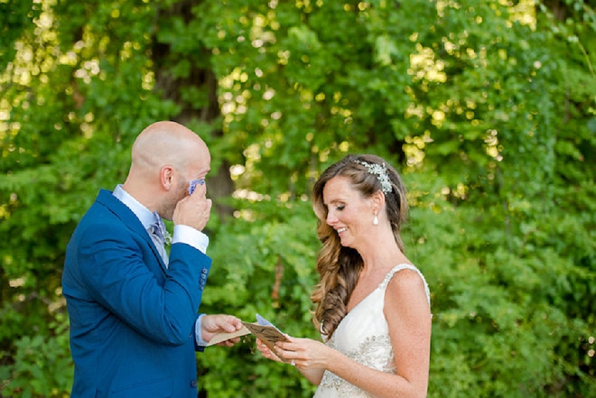 This sweet couple read private vows to each other and we LOVE it!
