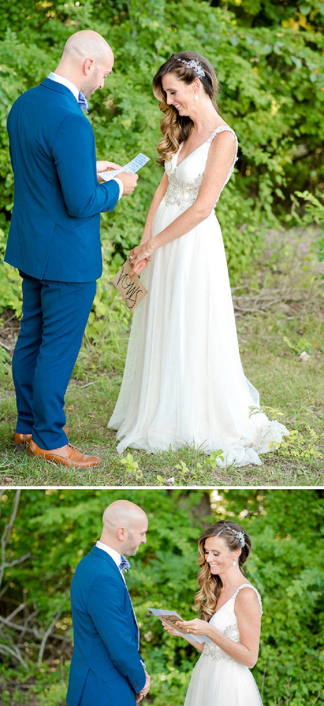 This sweet couple read private vows to each other and we LOVE it!