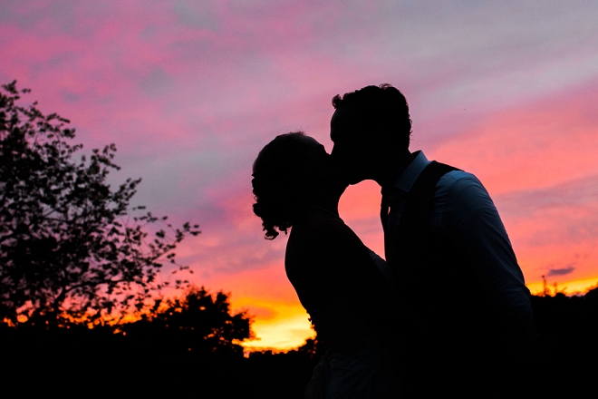 The new Mr. and Mrs. and a sunset kiss!