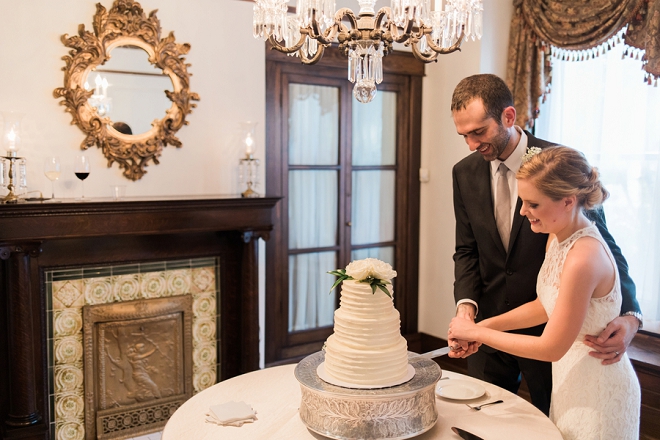 Cutting the cake as Mr. and Mrs!