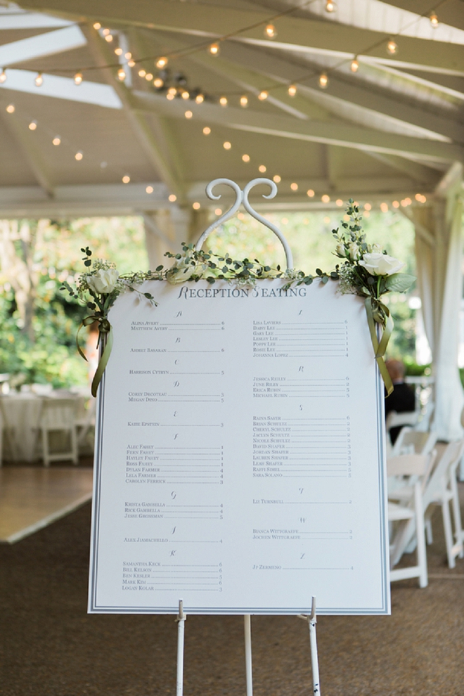 Darling seating chart for this dreamy reception!