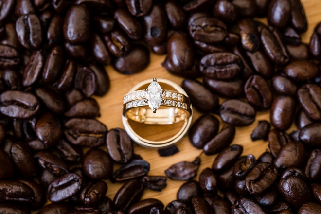 Such a cute ring shot for this breakfast-style wedding!