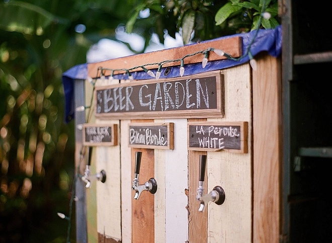 Check out this handmade bar the couple's family built for their reception!