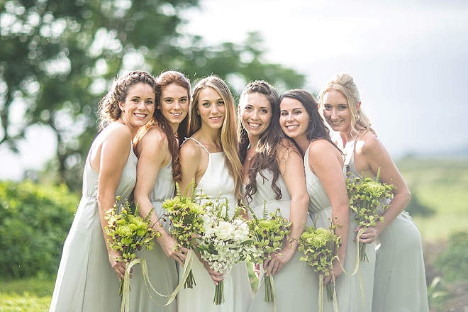 We're loving this Bride and her Bridesmaid's stunning wedding day style and homemade bouquets!