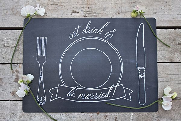 These free printable wedding placemats are too freaking cute! I love the chalkboard look.