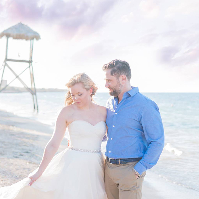 Gorgeous shot of a beachy bride and groom by Amy Sue Brant