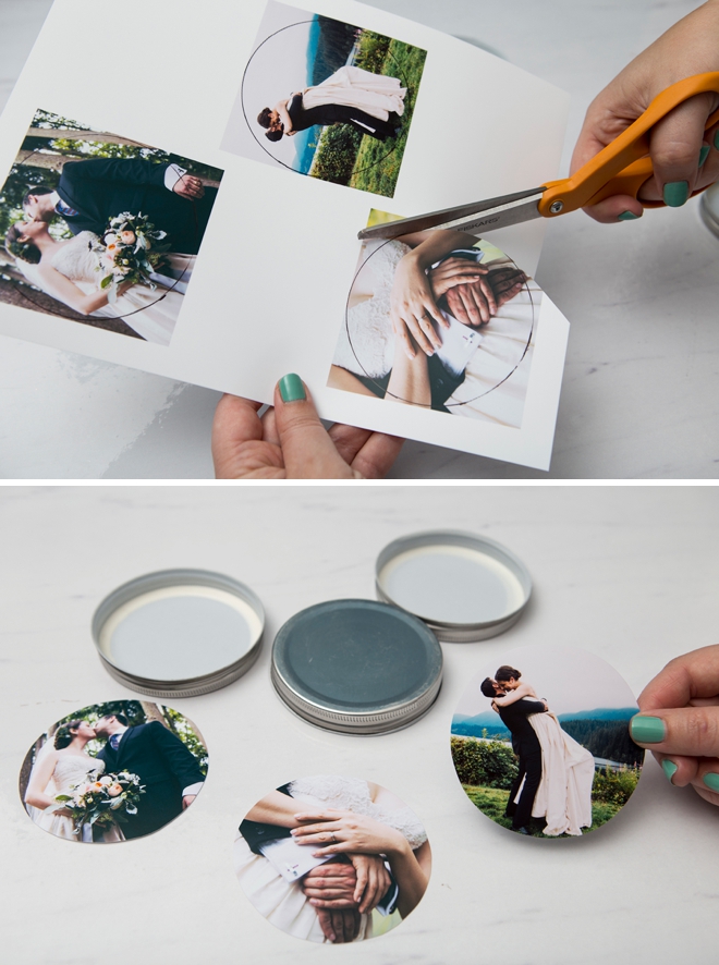 One piece mason jar lids, resin and photos make the most darling custom coasters!