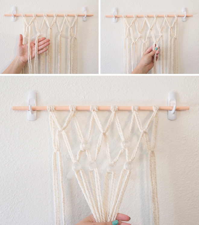 We're obsessing over these DIY yarn macramé wedding reception chairs!