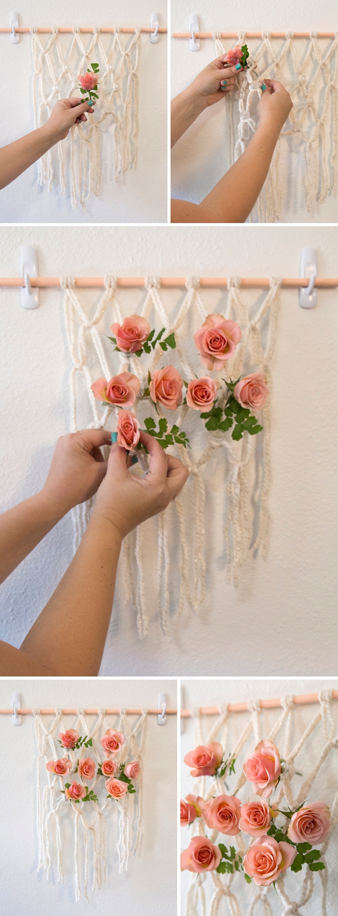 We're obsessing over these DIY yarn macramé wedding reception chairs!