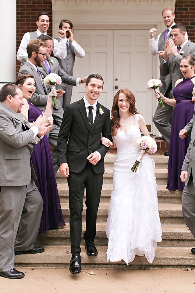 We love this snap of this couple and their fun bridal party after the ceremony!