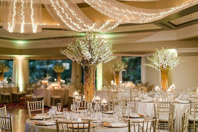 Loving this couple's gold and glittery romantic candle lit reception!