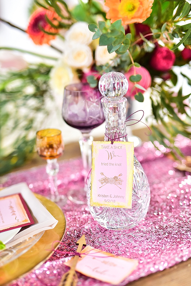 Such a gorgeous pink and gold table setting at this styled shoot!