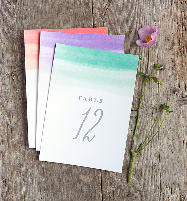 Free printable wedding watercolor table numbers.  So easy and simple!