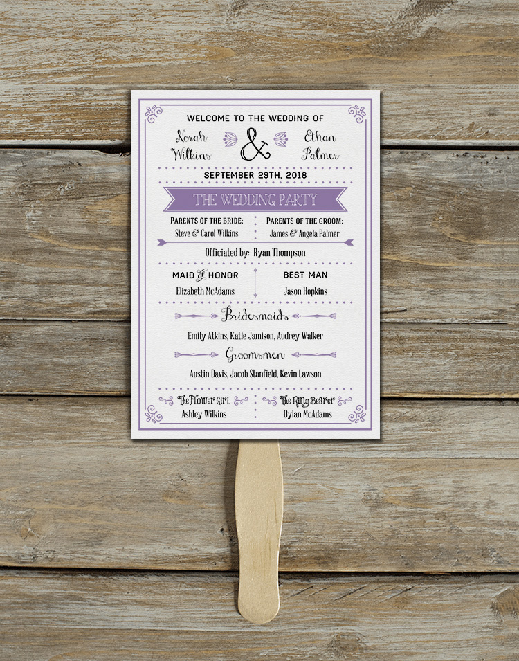 Free printable fan wedding program. So good for a summer, outdoor, or destination wedding.