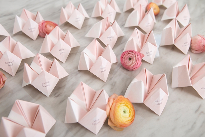 DIY cootie catcher seating cards for the win!