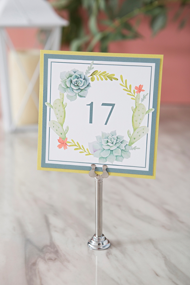 Free printable cactus and succulent wedding table numbers!