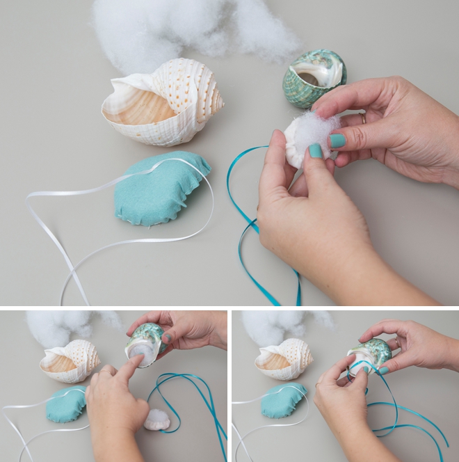 These little DIY felt seashell ring bearer pillows are perfect for your beach wedding!