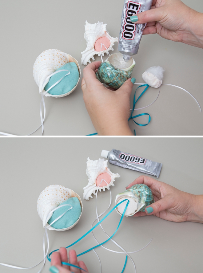 Learn how to make little felt pillows for the inside of seashells for your ring bearer to hold!