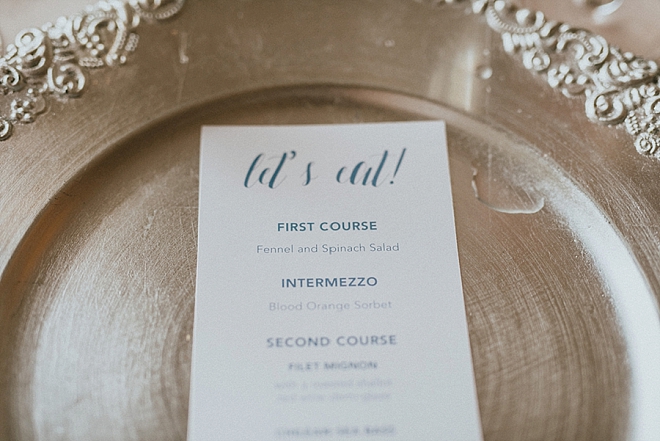 The Bride designed these darling Let's Eat reception menu's and we love them!