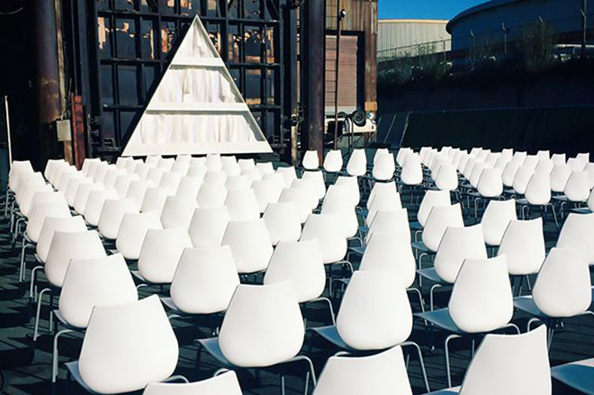 White wedding seating looks clean and modern.