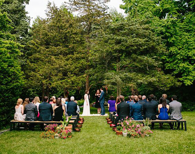 Benches create a special and unique look for your wedding seating.