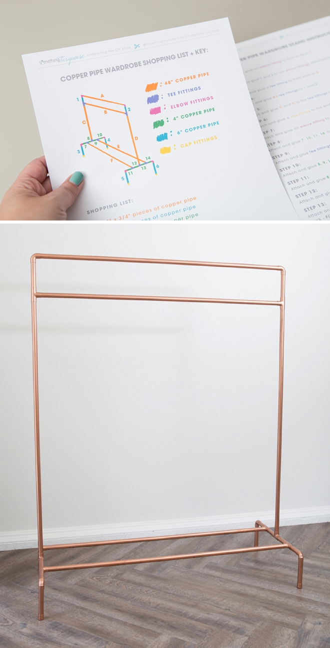 This DIY copper pipe seating card display is seriously awesome!