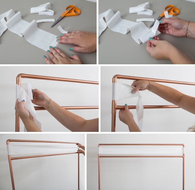 This DIY copper pipe seating card display is seriously awesome!