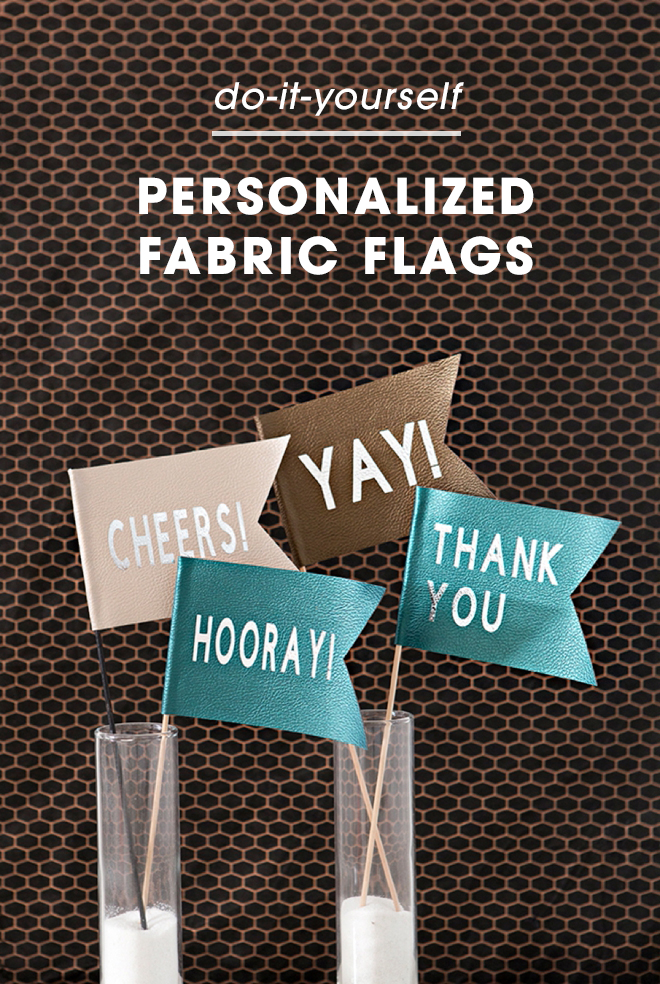 These DIY personalized fabric wedding flags are SUPER easy to make with the Cricut Maker!