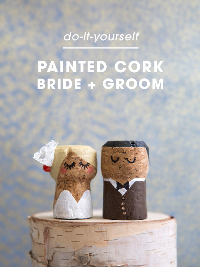 OMG, these DIY champagne cork bride and groom cake toppers are the cutest thing ever!