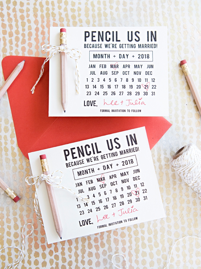 Learn how to make your own Pencil Us In Save the Date invitations!