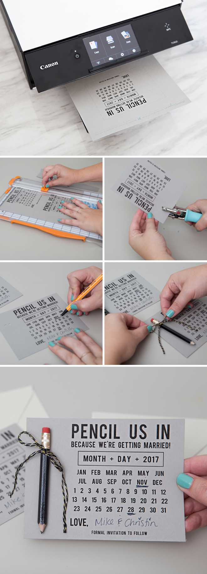 Learn how to make your own Pencil Us In Save the Date invitations!