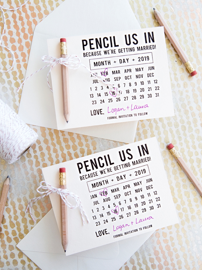 Learn how to make your own Pencil Us In Save the Date invitations!