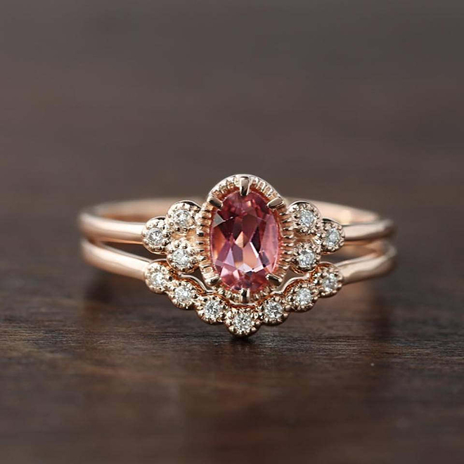 Pink Tourmaline Engagement Ring