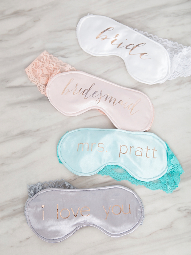 OMG, these are the cutest bridal DIY sleep masks ever!
