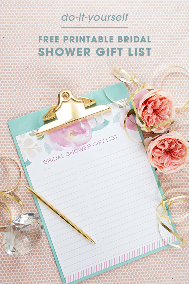 Print This Darling, Floral Bridal Shower Gift List For FREE!