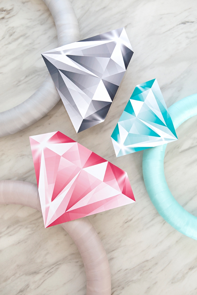 These giant DIY diamond rings will make for the perfect bridal shower decor!