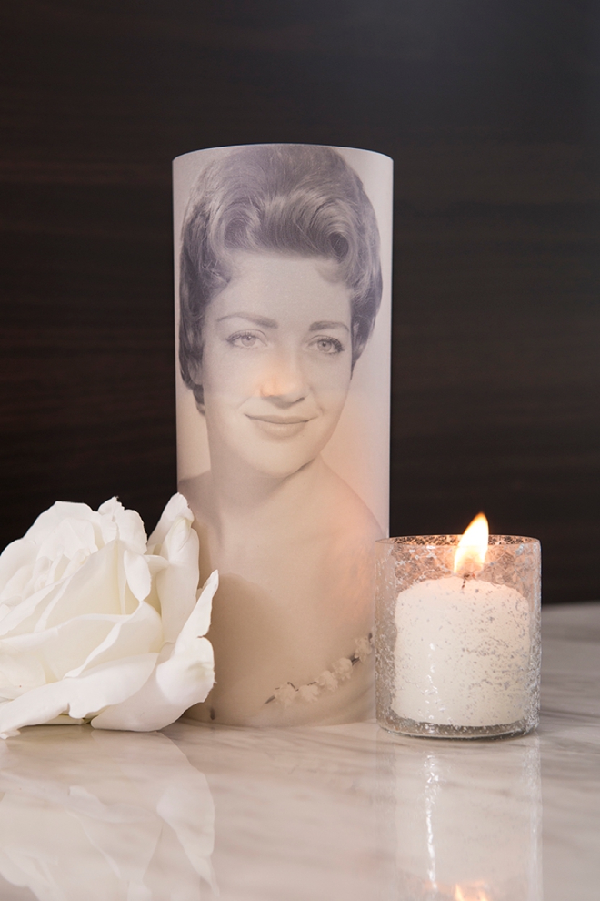 Print your favorite photo on vellum to create a DIY lantern memorial at your wedding!