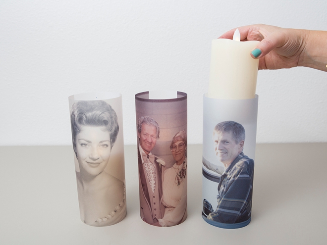 Print your favorite photo on vellum to create a DIY lantern memorial at your wedding!