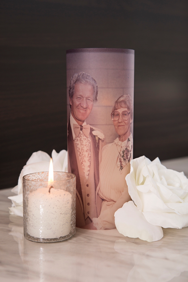 Print your favorite photo on vellum to create a DIY lantern memorial at your wedding!