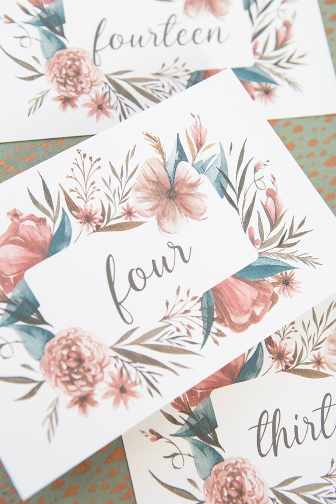 Print these darling fall floral table numbers for free!